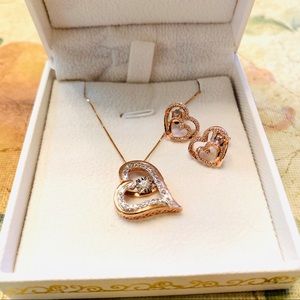 Rose Gold Rythym Diamond Necklace and Earring Set